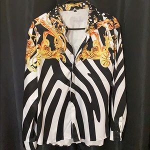 Long sleeve button down Versace look alike